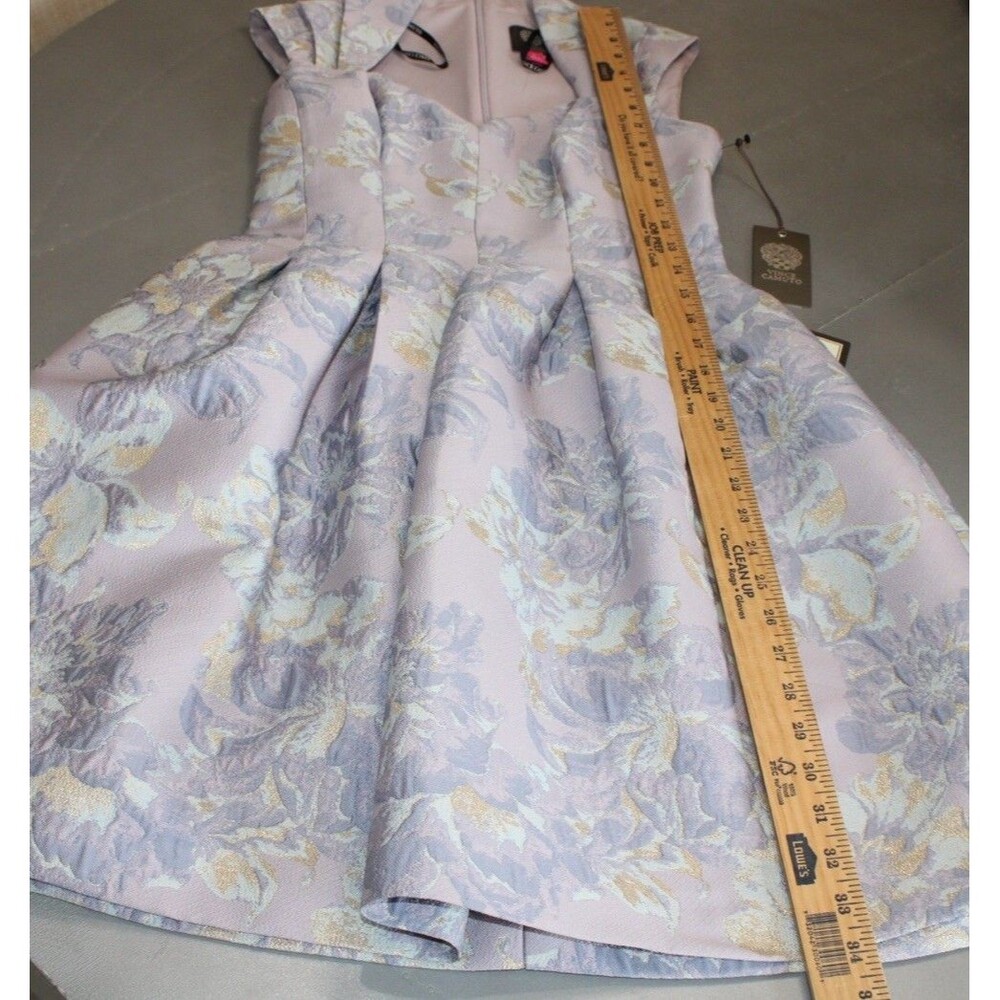 Vince Camuto Floral Jacquard Pleated Fit & Flare‎ Cocktail Wedding Guest Dress 0 - Picture 7 of 12